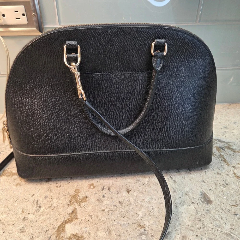Coach Sierra Satchel Black Crossgrain Leather Dome Bag F27591 Womens